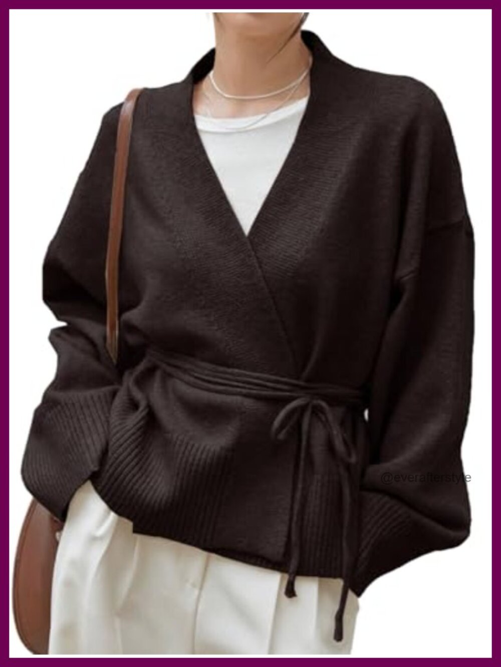 Wrap Tie Front Cardigan Long Sleeve Belted Soft Sweater Women's
